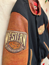 Load image into Gallery viewer, Vintage Detroit Red Wings NHL Jeff Hamilton Leather Wool Bomber Jacket: XL