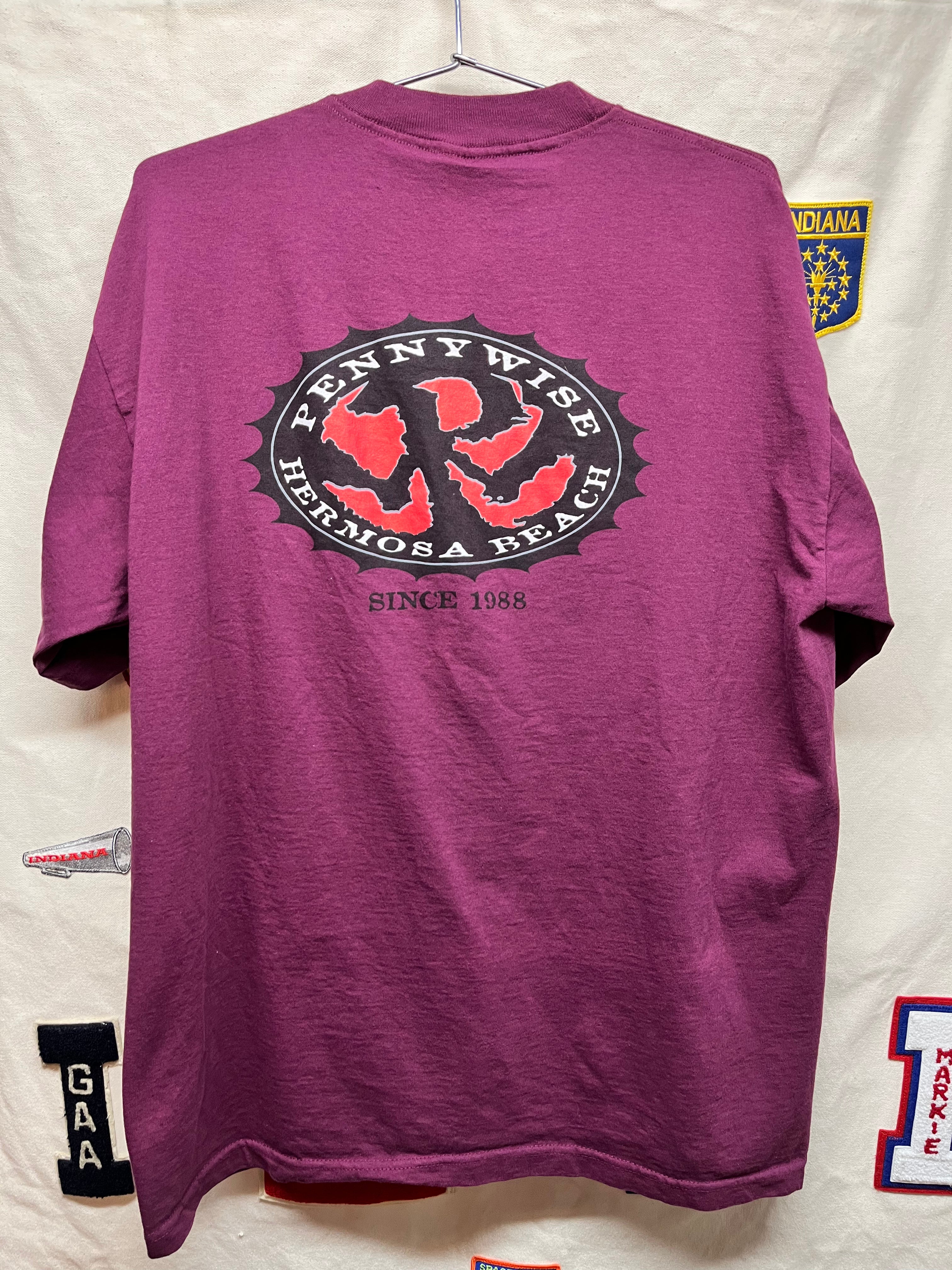 Vintage Pennywise Hermosa Beach Punk Band Burgandy Maroon 1988 T 