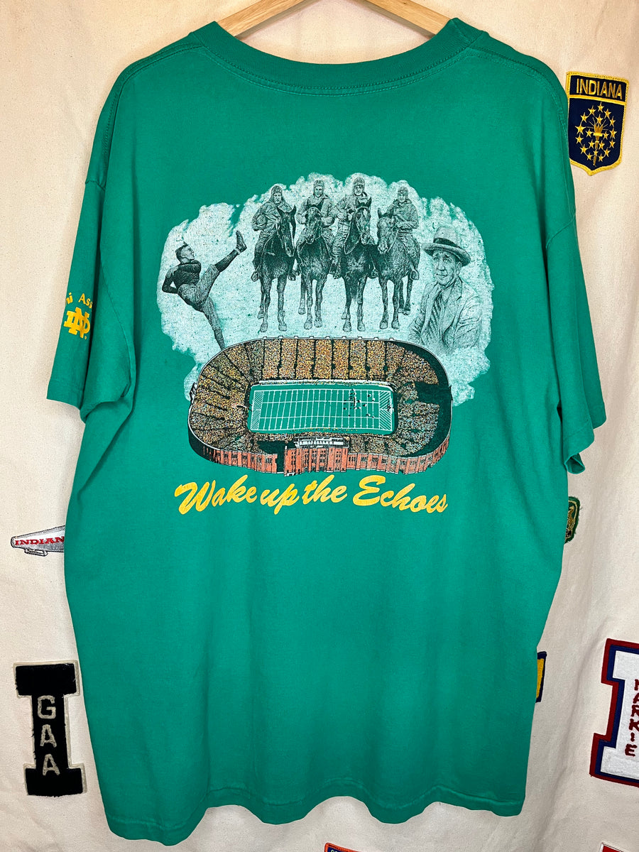 Vintage Notre Dame 4 Horseman Football Stadium Green TShirt XL