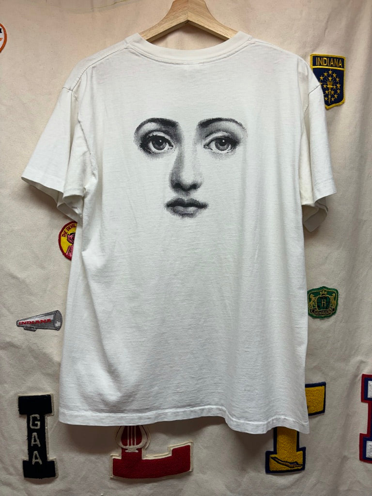 Vintage Fornasetti Art Face Designer Plate T-Shirt: L