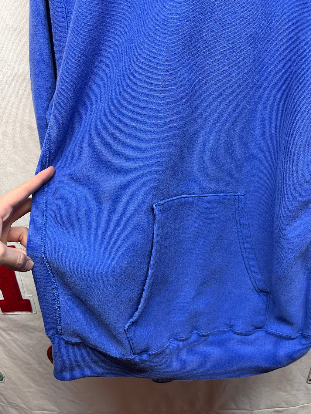 Vintage Lands End Champion Reverse Weave 90's USA Blue Hoodie Sweatshirt: Large