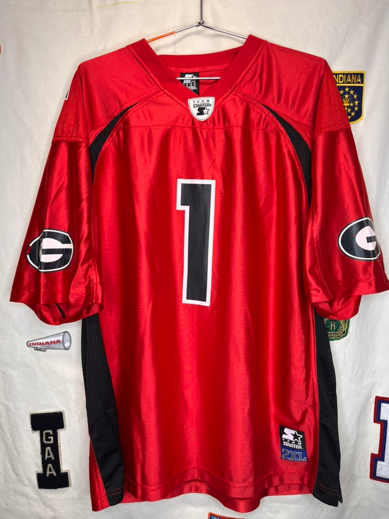 Vintage University of Georgia Bulldogs Red 1 Team Starter Football Jersey: 2XL