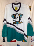 Vintage Anaheim Mighty Ducks White 90's CCM Hockey Jersey: Medium