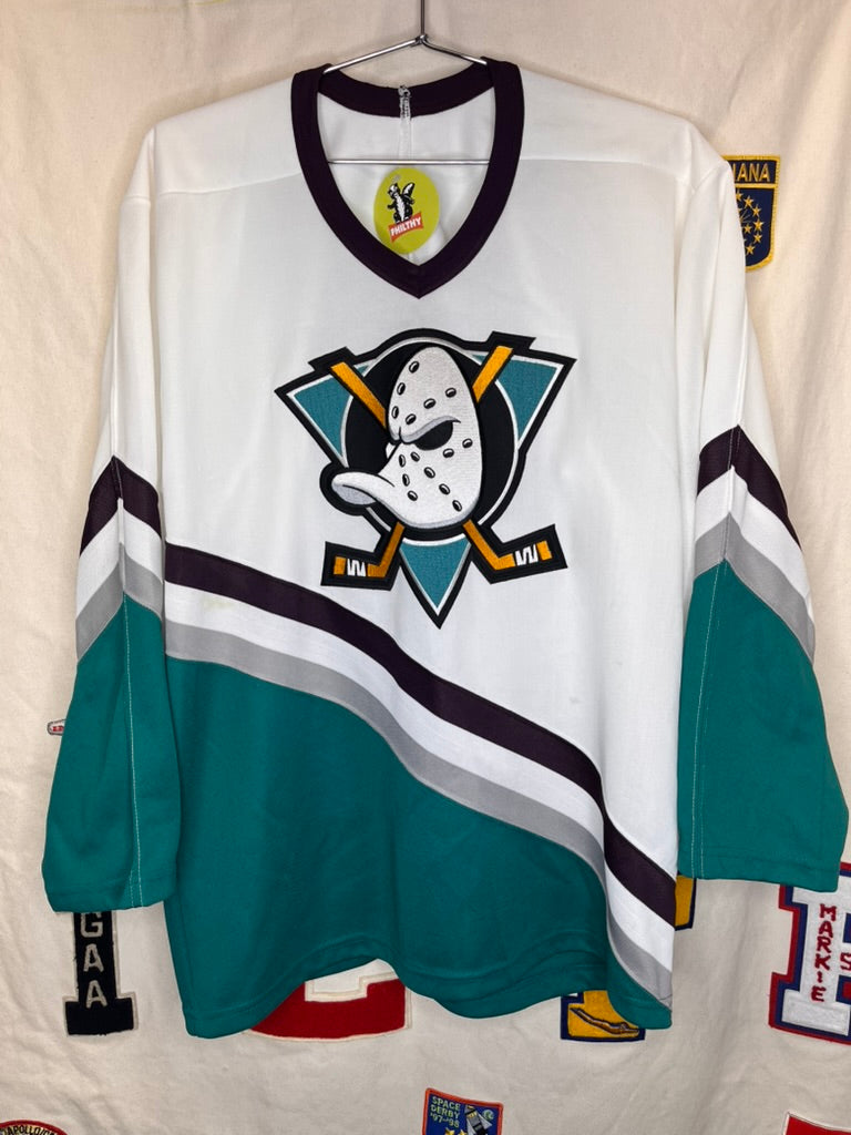Vintage Anaheim Mighty Ducks White 90's CCM Hockey Jersey: Medium