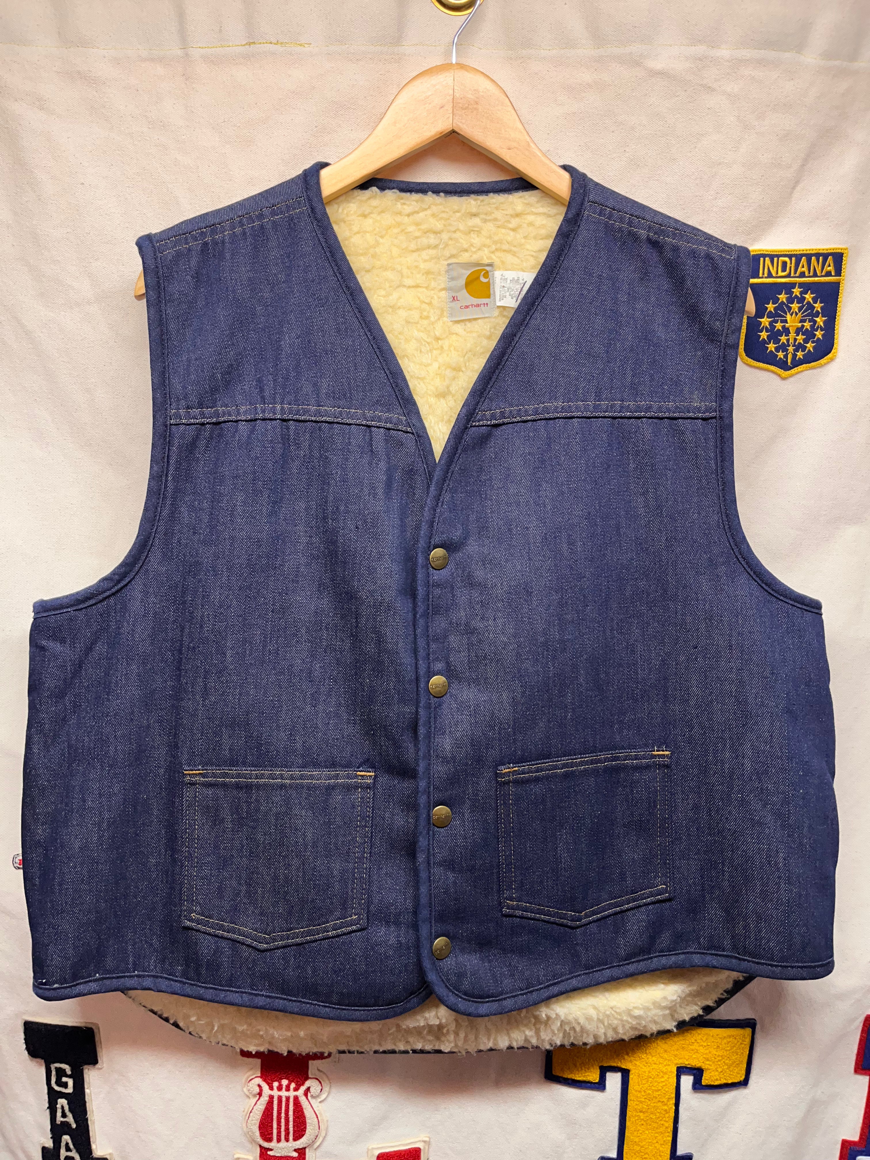 Vintage Carhartt 70's Sherpa Lined Denim Vest: XL