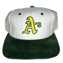 Load image into Gallery viewer, Vtg Oakland A&#39;s Athletics MLB Suede Brim Universal Snapback Hat
