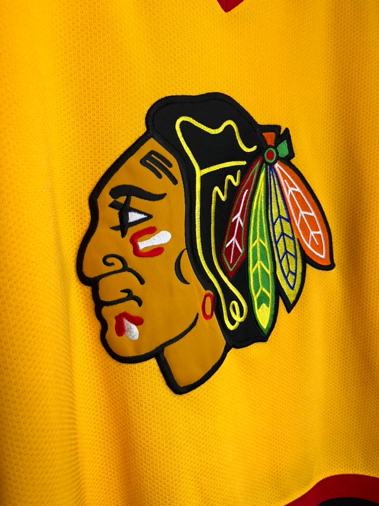 Vintage Chicago Blackhawks Rare Yellow Starter NHL Hockey Jersey: Large