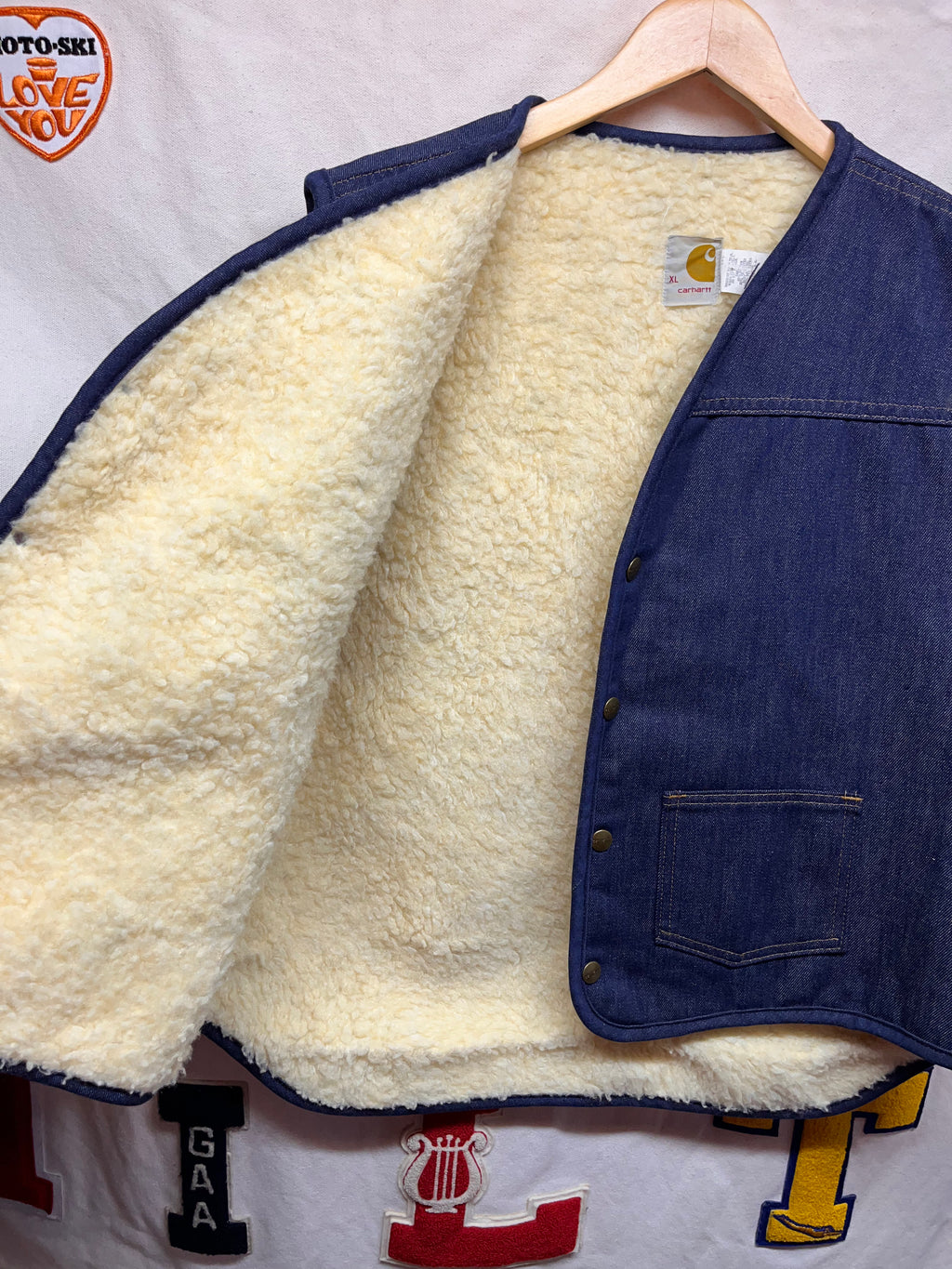 Vintage Carhartt 70's Sherpa Lined Denim Vest: XL