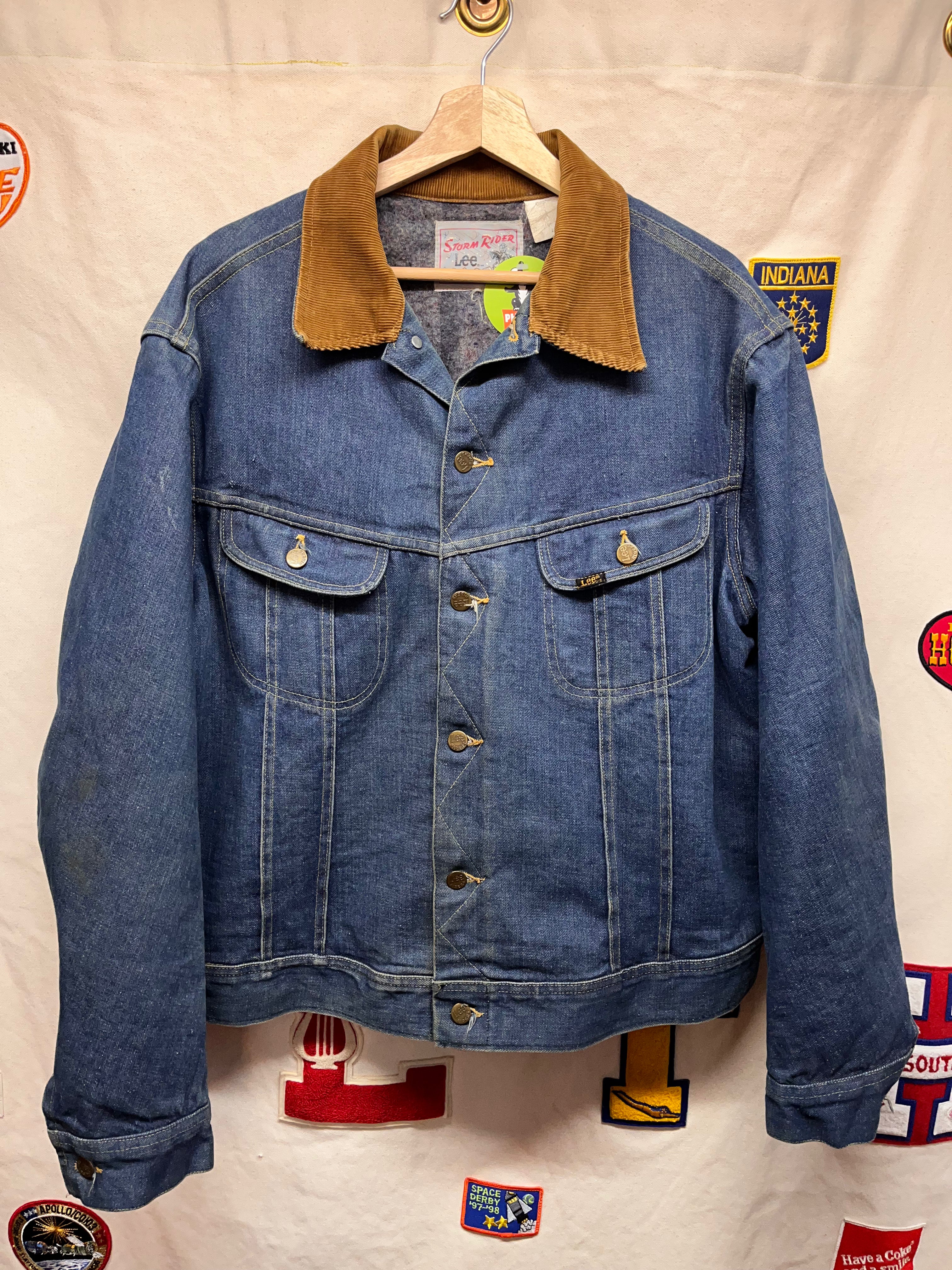 Vintage Lee Stormrider 70's Union Blanket Lined Denim Trucker Jacket: XL