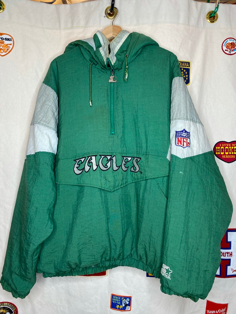 Vintage Philadelphia Eagles Starter Half Zip Puffer: XL