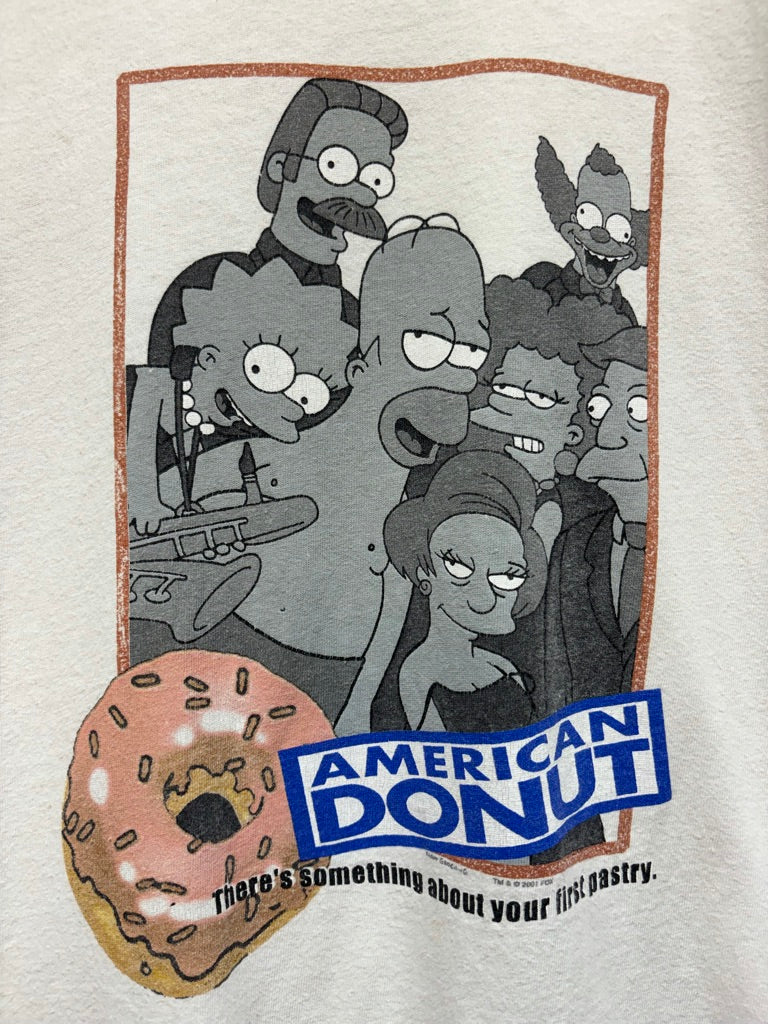 Vintage American Donut The Simpsons Cartoon 2001 Fox TV Show Movie Parody T-Shirt: Large