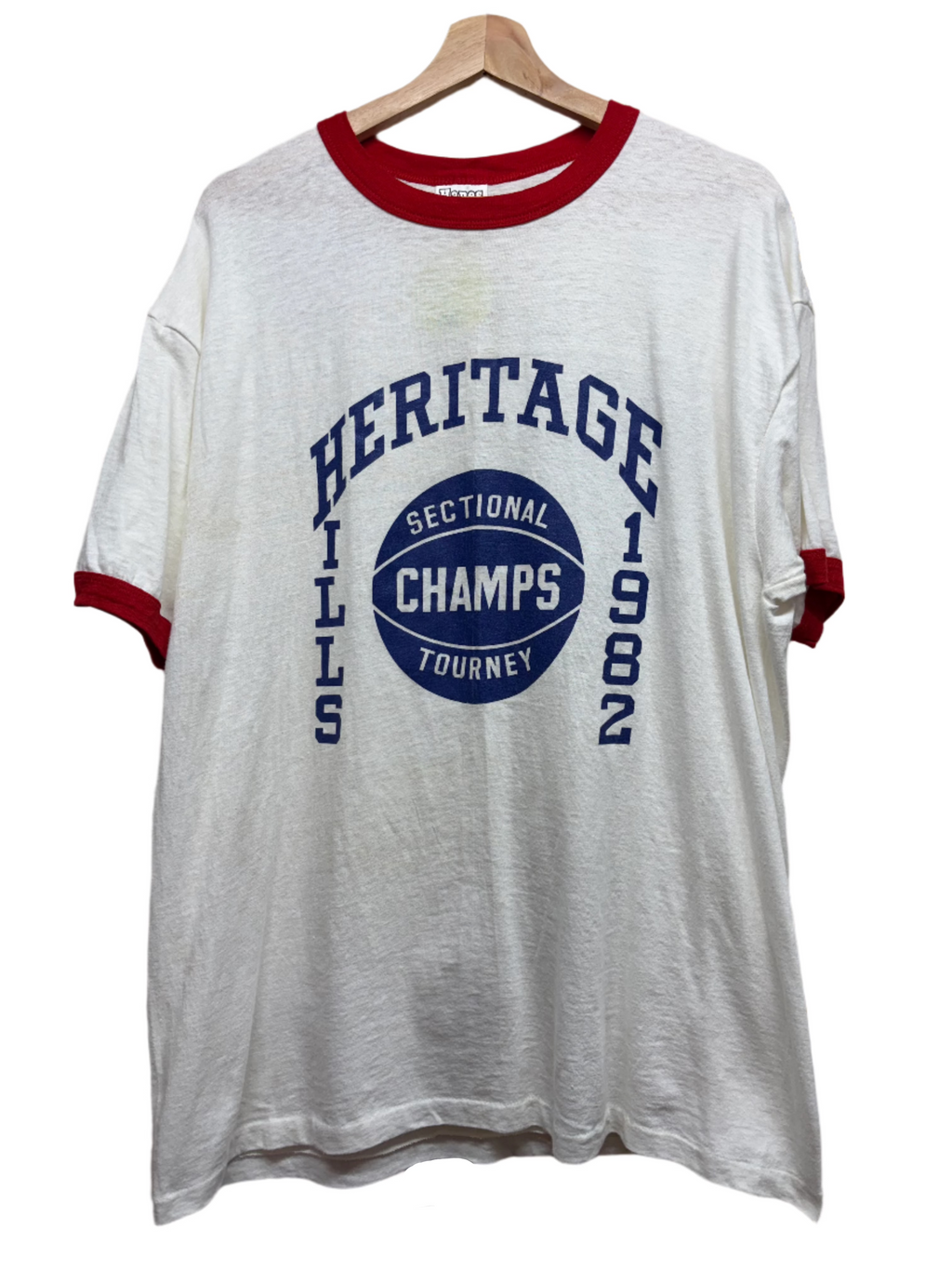 Vintage Heritage Hills High School Indiana Basketball 1982 Ringer T-Shirt: XL