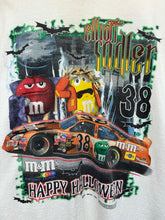 Load image into Gallery viewer, Vintage Elliot Sadler 38 M&amp;M Candy Happy Halloween Longsleeve White NASCAR T-Shirt: Large
