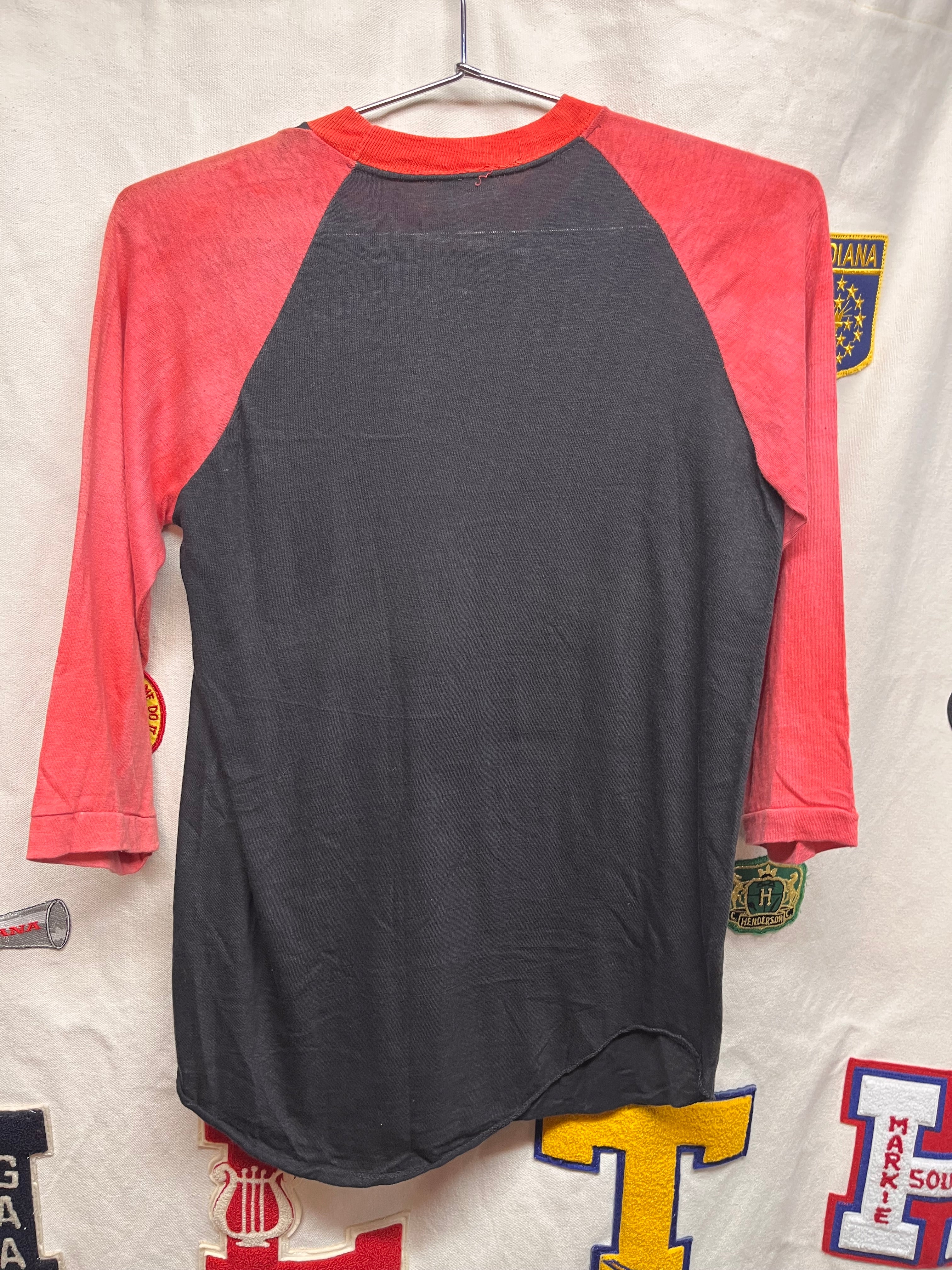Vintage Michael Jackson 80’s Raglan Boot Black Red Concert T-Shirt: Medium