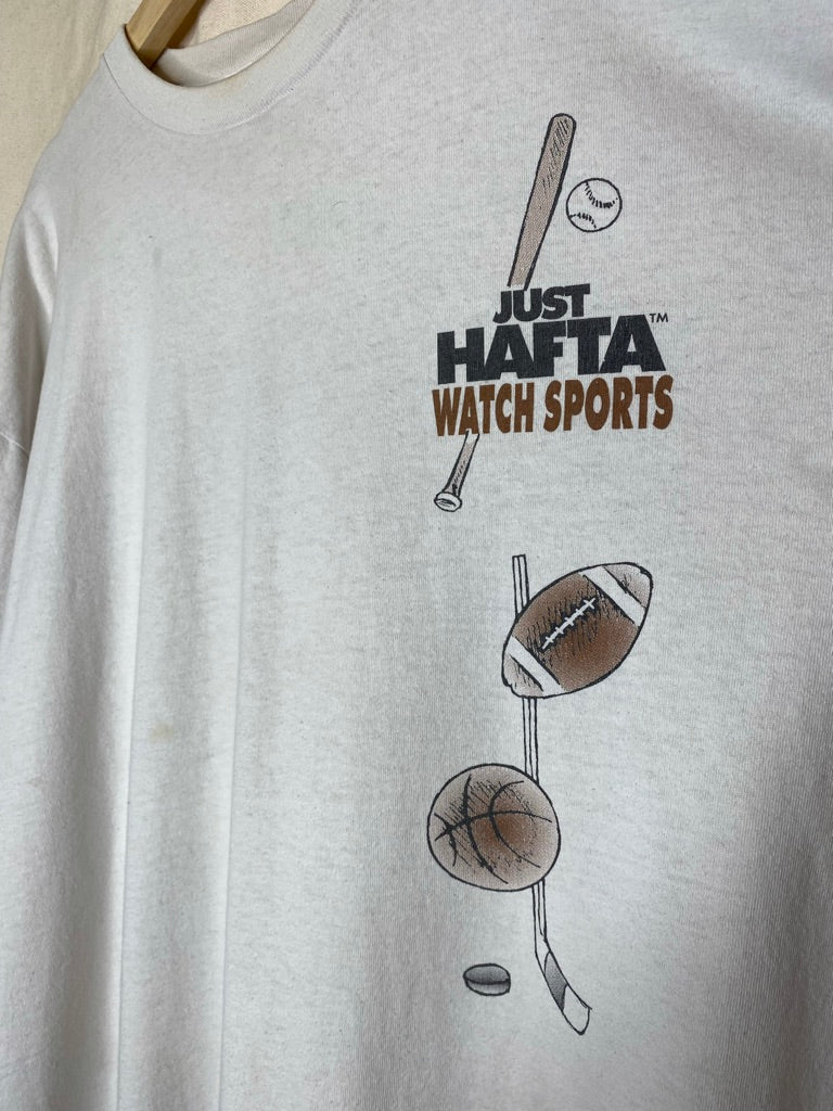 Vintage Just Hafta Watch Sports Coed Sportswear White T-Shirt: XL