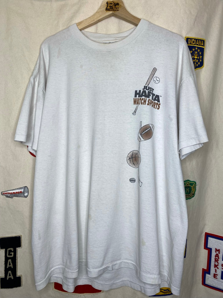 Vintage Just Hafta Watch Sports Coed Sportswear White T-Shirt: XL