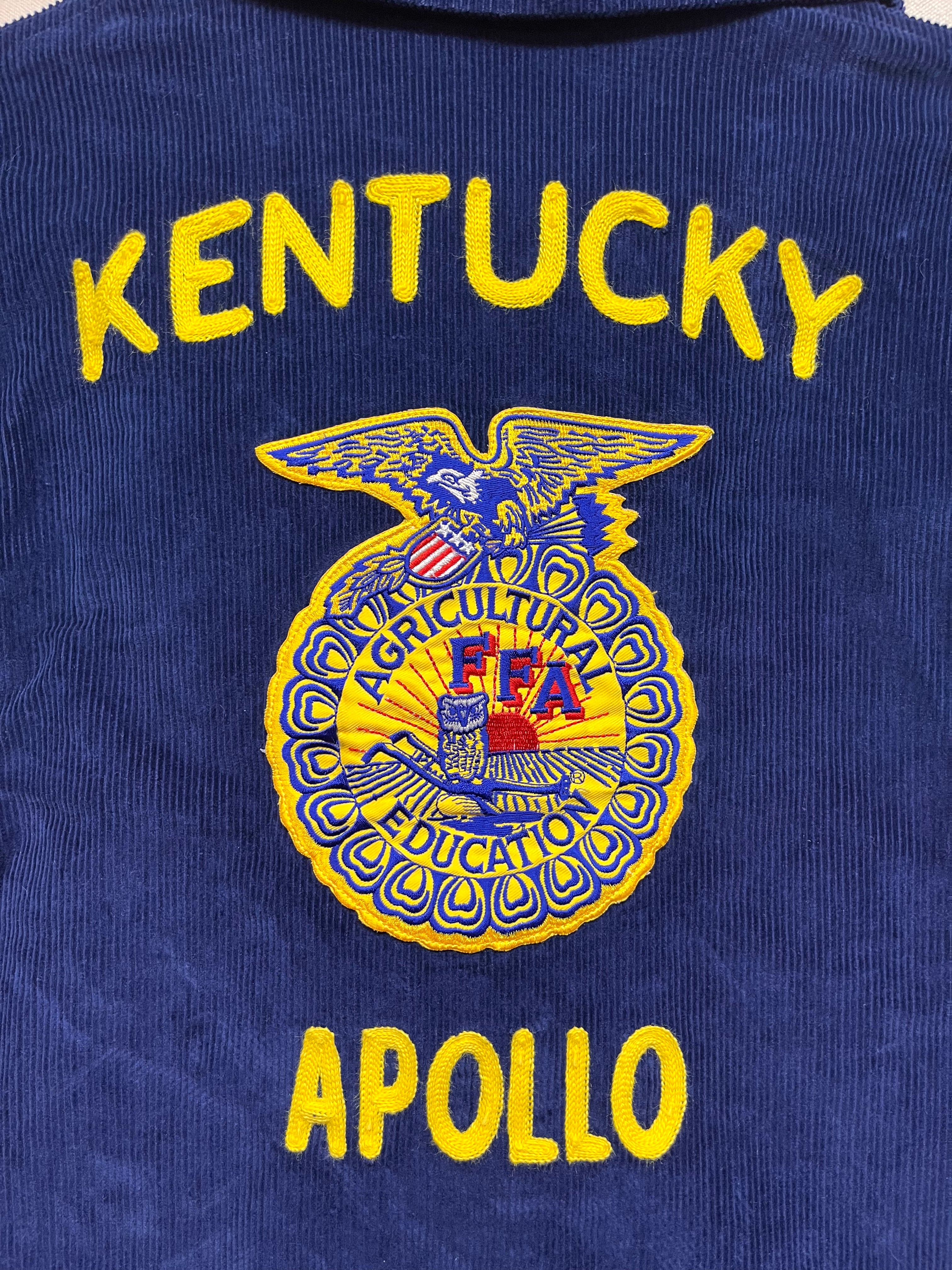 Vintage FFA Corduroy Kentucky Apollo Future Farmers America High School Blue Jacket: 36 Small