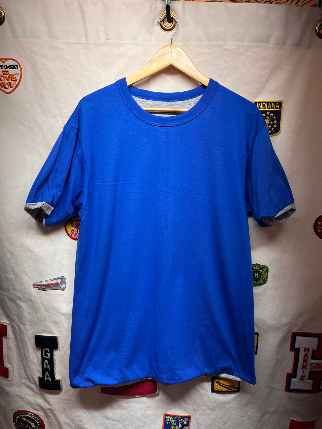 Vintage Mayo Spruce USA Reversible Grey/Blue Ringer 80's T-Shirt: XL