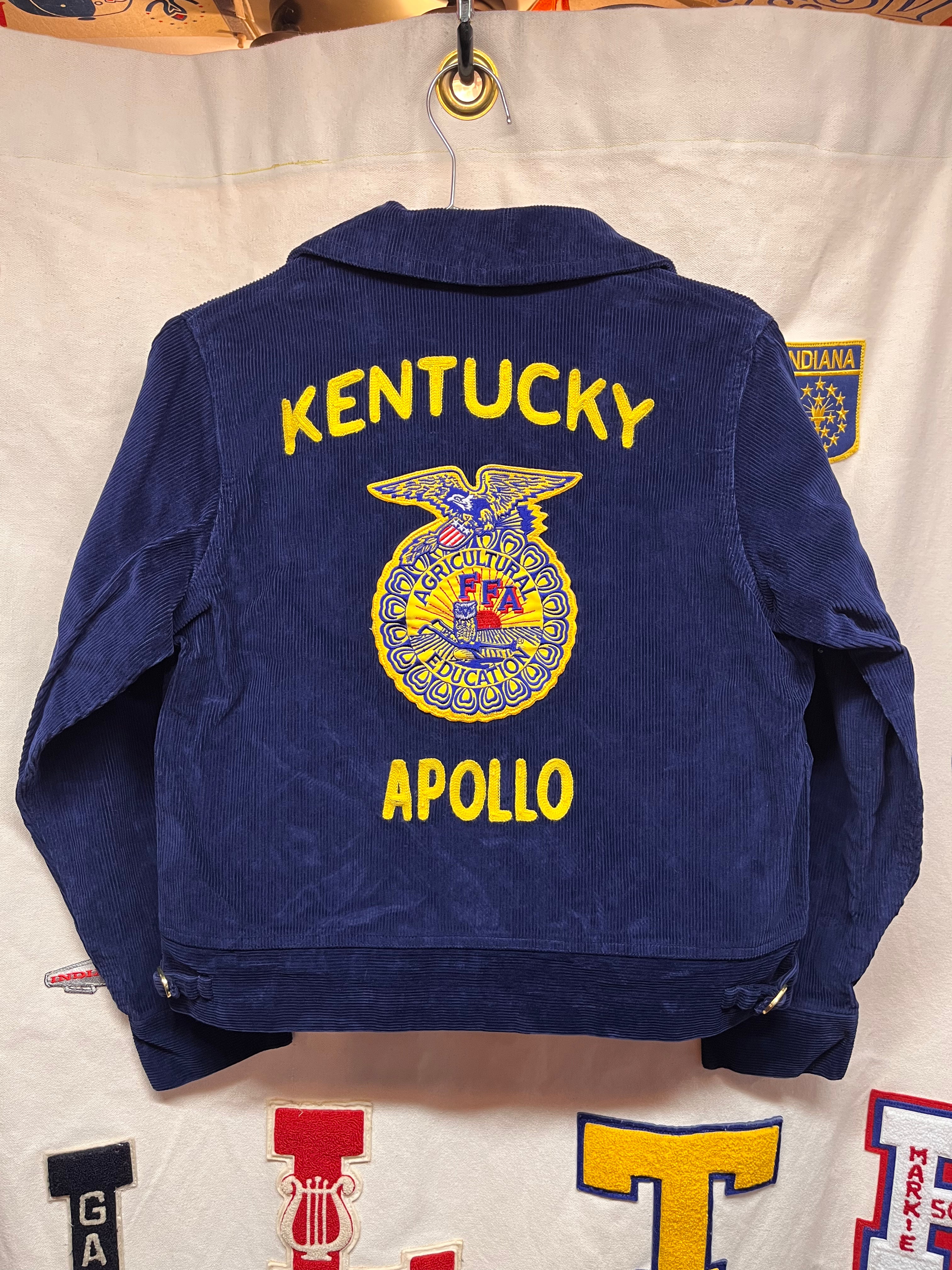 Vintage FFA Corduroy Kentucky Apollo Future Farmers America High School Blue Jacket: 36 Small
