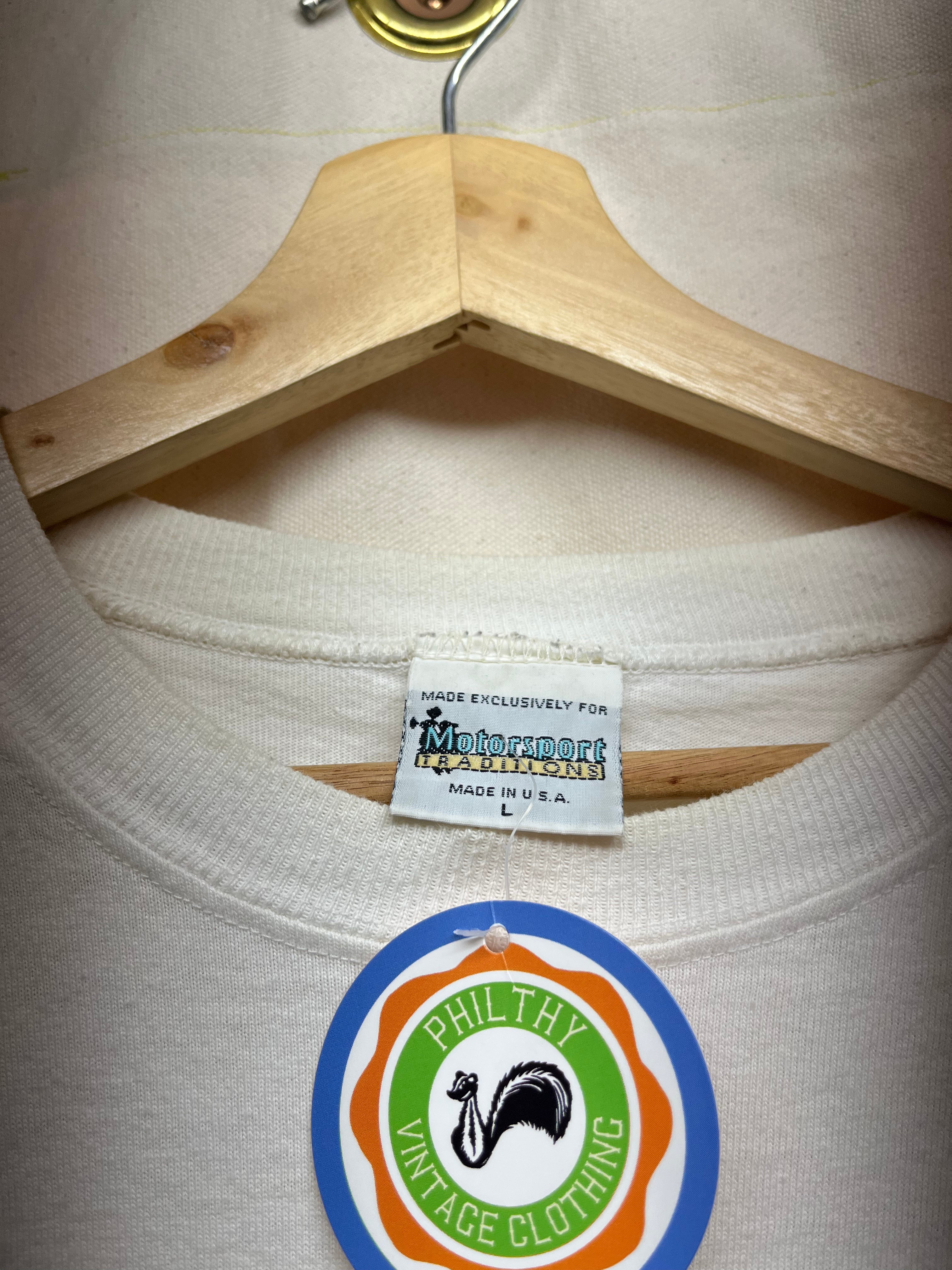 Vintage Kyle Petty 42 Mello Yello Nascar All Over Print White Motorsport Traditions T-Shirt: L