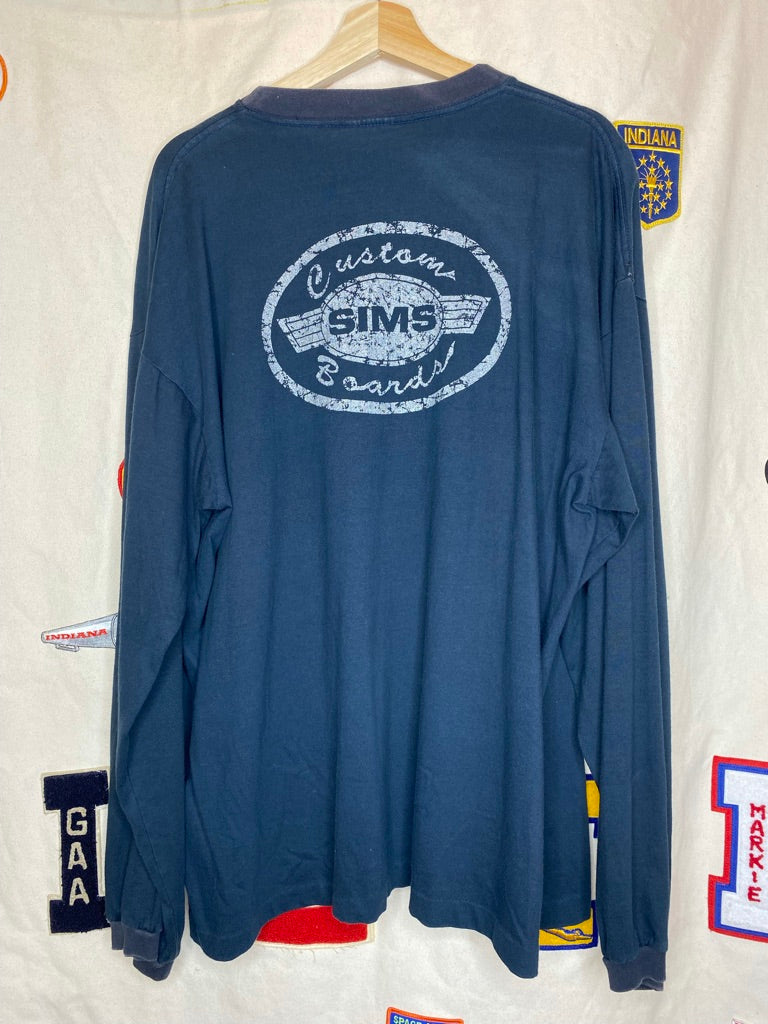 Vintage SIMS Snowboards Long Sleeve T-Shirt: XL