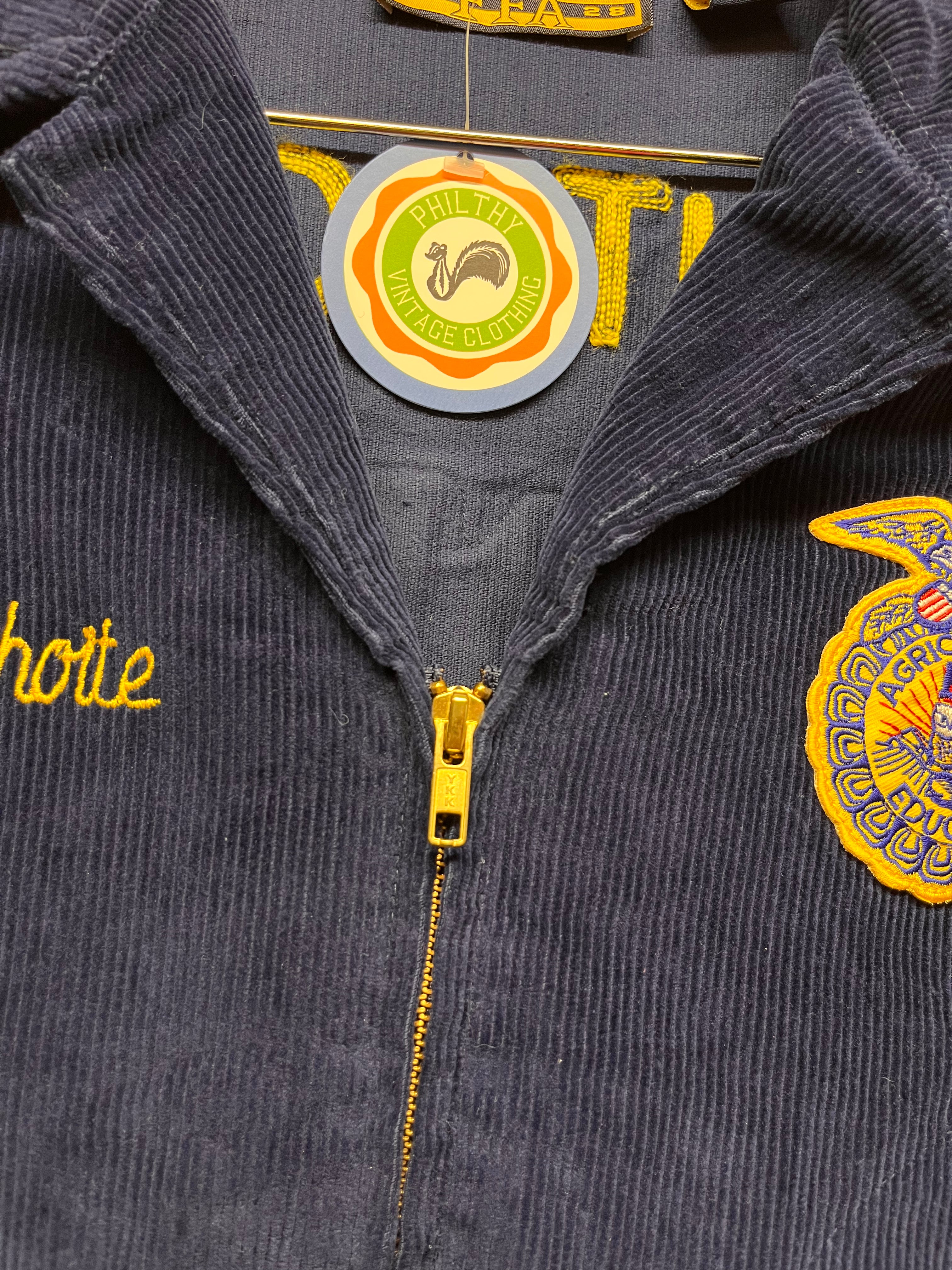 Vintage FFA Corduroy Kentucky Apollo Future Farmers America High School Blue Jacket: 36 Small