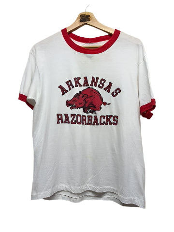 Vintage Arkansas Razorbacks Ringer T-Shirt: L