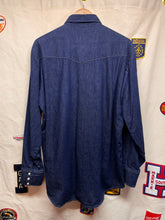 Load image into Gallery viewer, Vintage Prentiss USA Western Denim Pearl Snap Long Sleeve Button Up Shirt: Large
