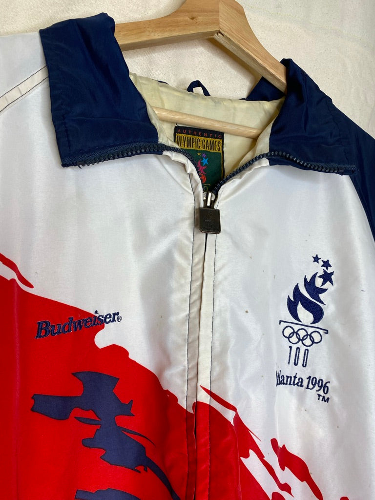 Vintage Atlanta 1996 Olympics Budweiser Splash Windbreaker Jacket: Large