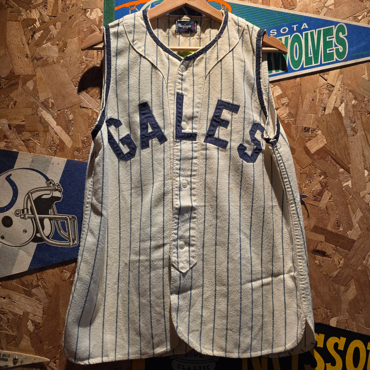 VTG Gales True Vintage Baseball Jersey Pinstripes Flannel Vest: Small