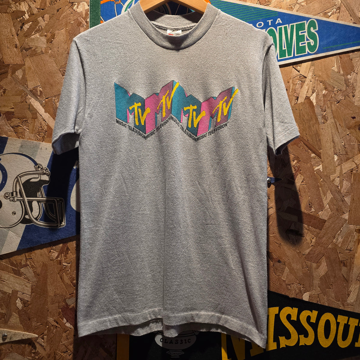 VTG 1980's MTV Music Television Grey T-Shirt: Large