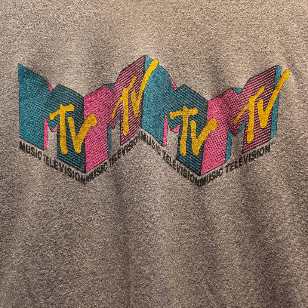 VTG 1980's MTV Music Television Grey T-Shirt: Large