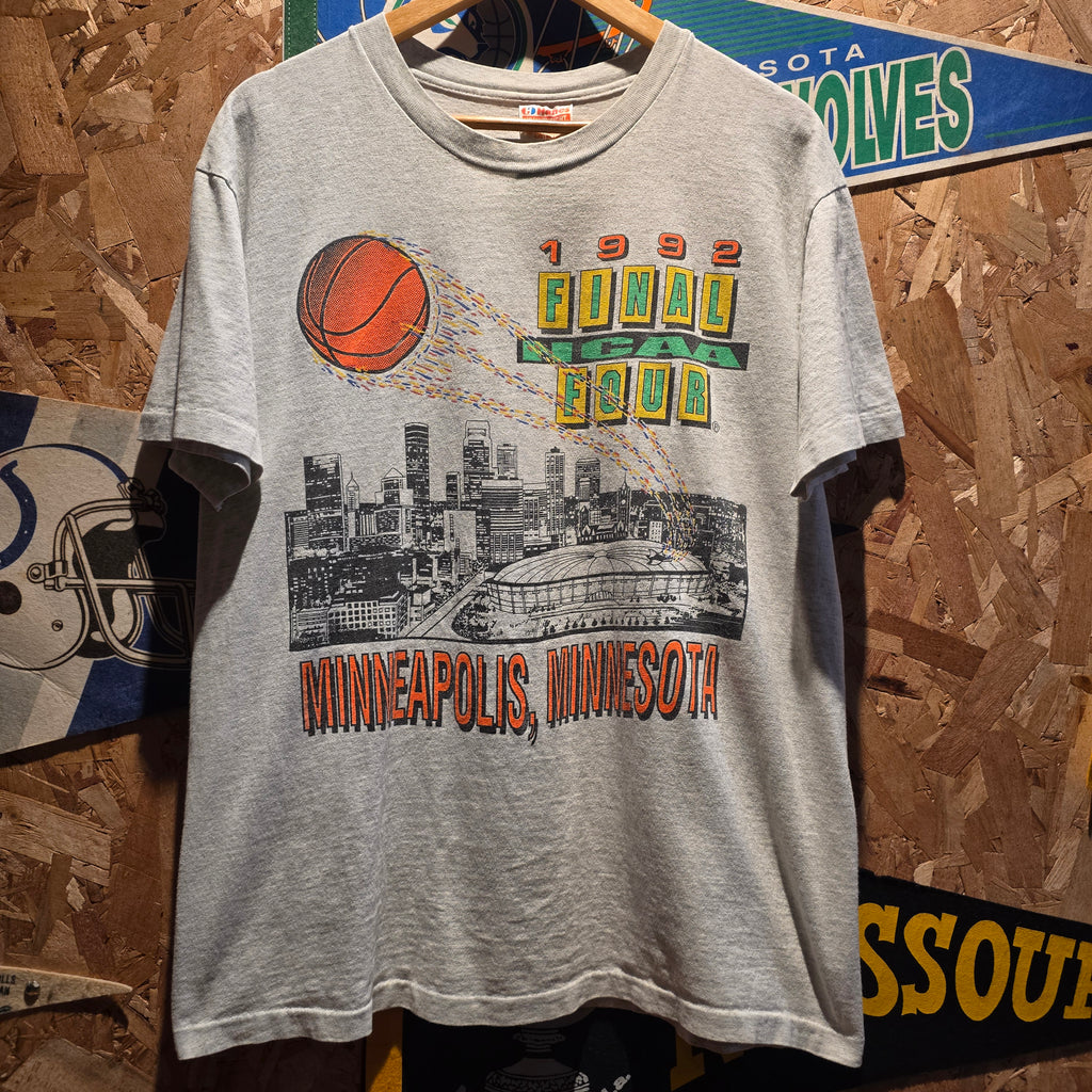 VTG 1992 Final Four College Basketball Minneapolis Minnesota Gray T-Shirt: Large