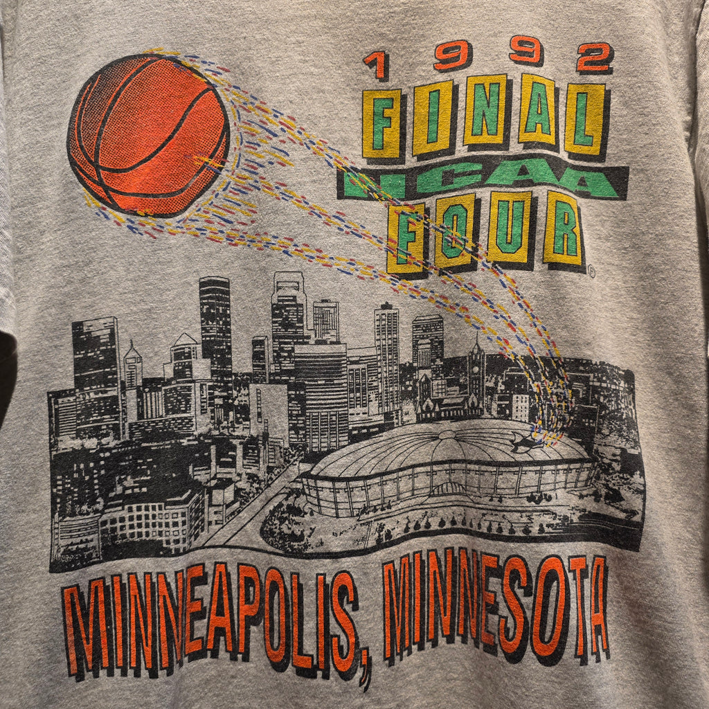 VTG 1992 Final Four College Basketball Minneapolis Minnesota Gray T-Shirt: Large