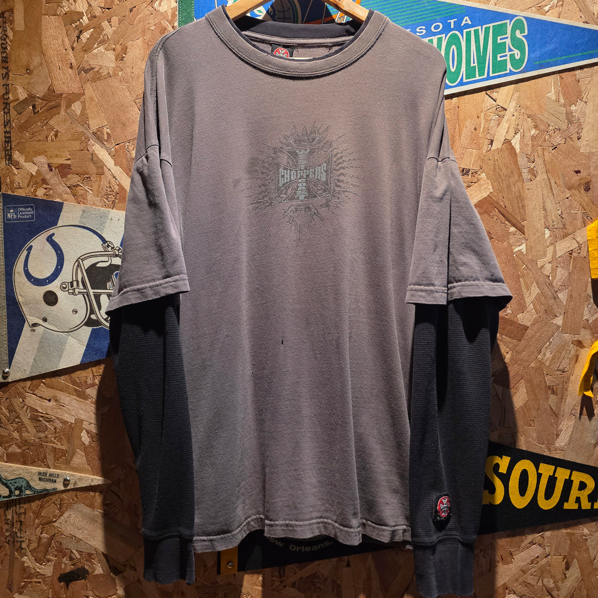 VTG Jesse James West Coast Choppers Men's Charcoal / Black Long Sleeve T-Shirt: XL