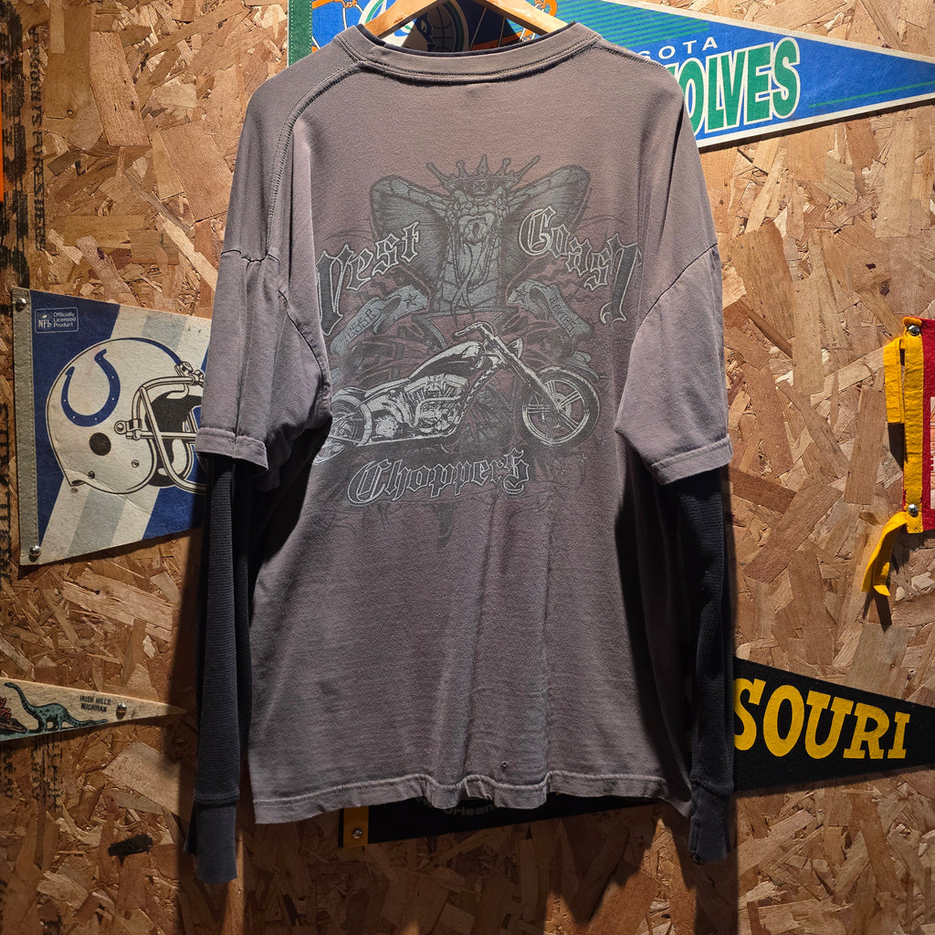 VTG Jesse James West Coast Choppers Men's Charcoal / Black Long Sleeve T-Shirt: XL