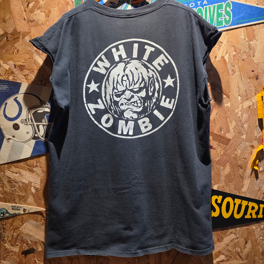 VTG 1995 White Zombie Cut-Off Black T-Shirt: XXL