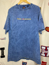 Load image into Gallery viewer, Vintage Harley Davidson American Legend Embroidered Acid Wash Blue T-Shirt: Large
