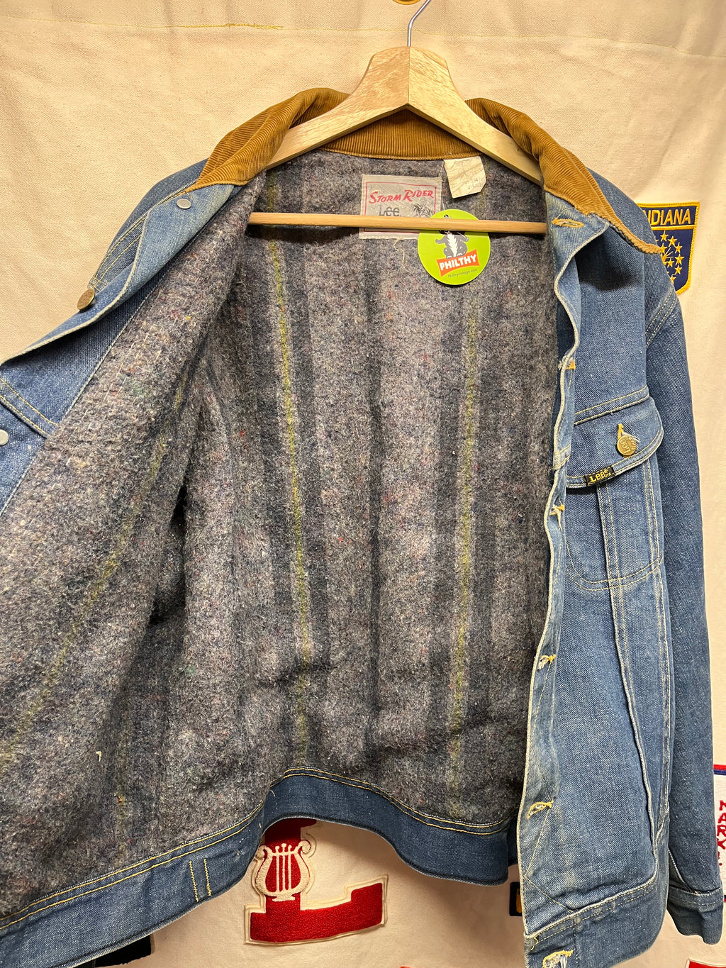 Vintage Lee Stormrider 70's Union Blanket Lined Denim Trucker Jacket: XL