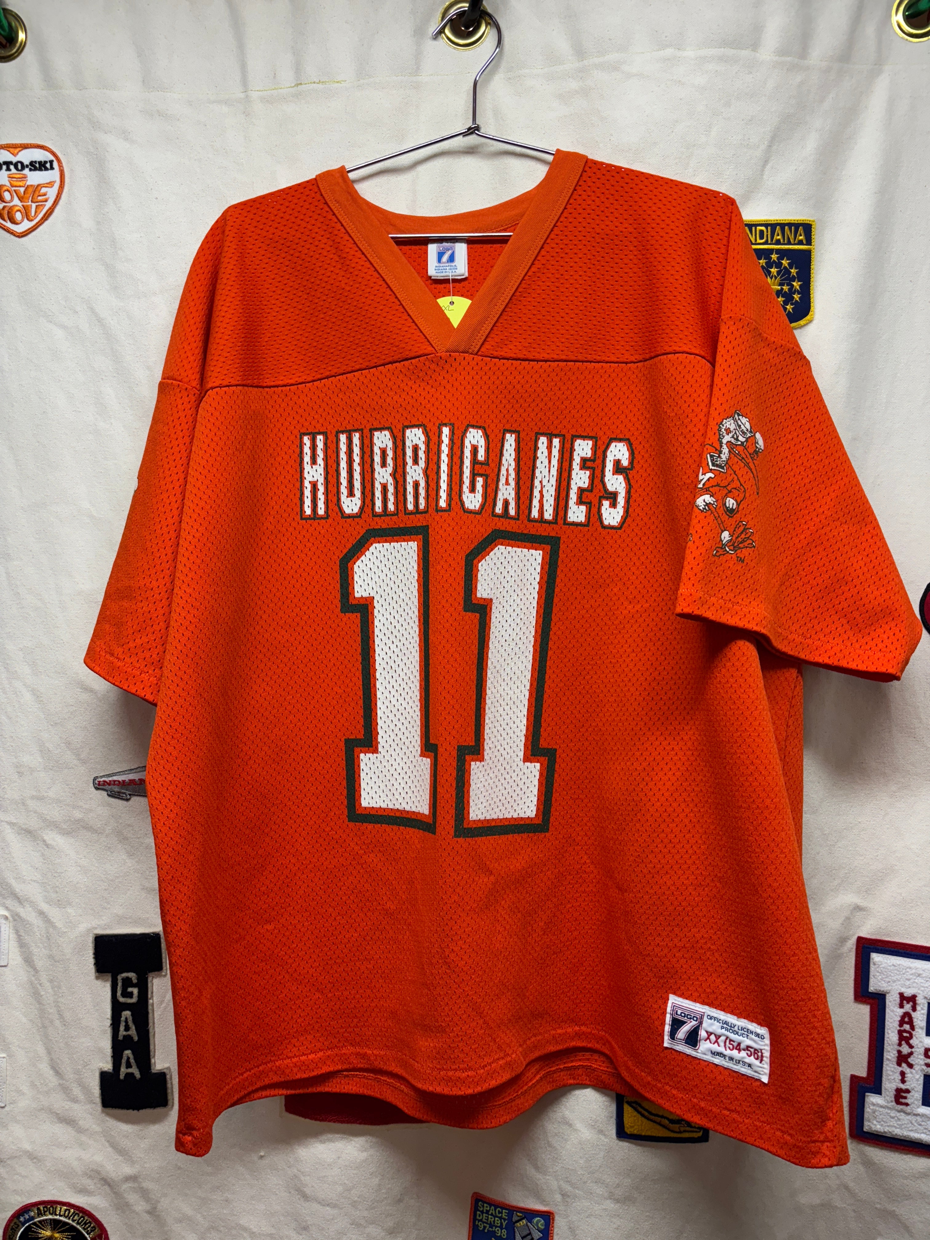 Vtg Miami Hurricanes Logo 7 Football Jersey: XXL