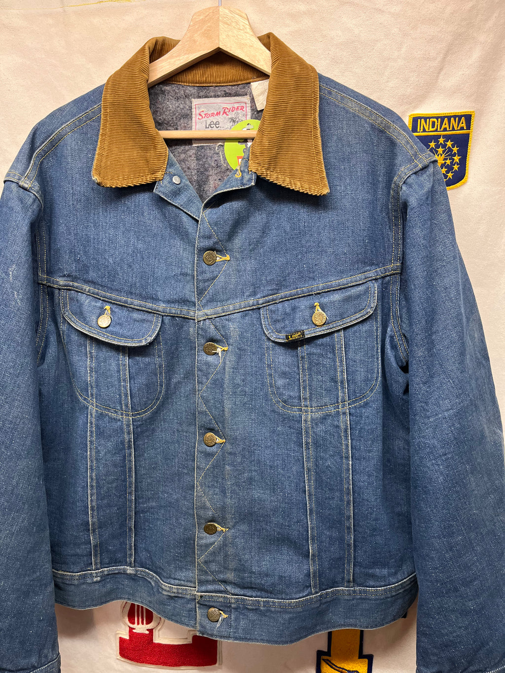 Vintage Lee Stormrider 70's Union Blanket Lined Denim Trucker Jacket: XL