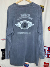 Load image into Gallery viewer, Vintage Harley Davidson Grey Faded Raglan Bud&#39;s Evansville Longsleeve Shirt: XL

