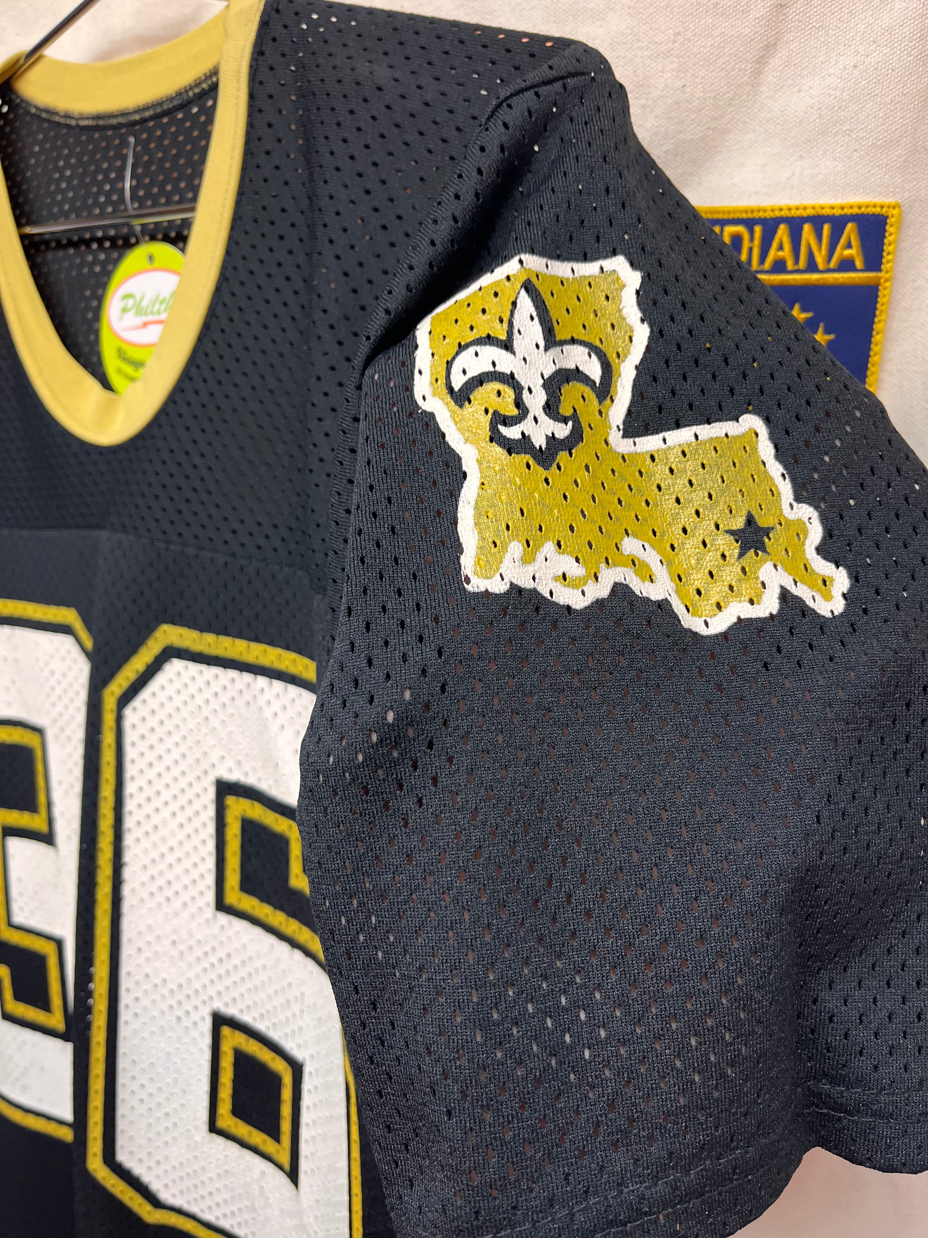 Vintage New Orleans Saints 36 NFL Macgregor Sand Knit 80's Black Mesh Football Jersey: Large