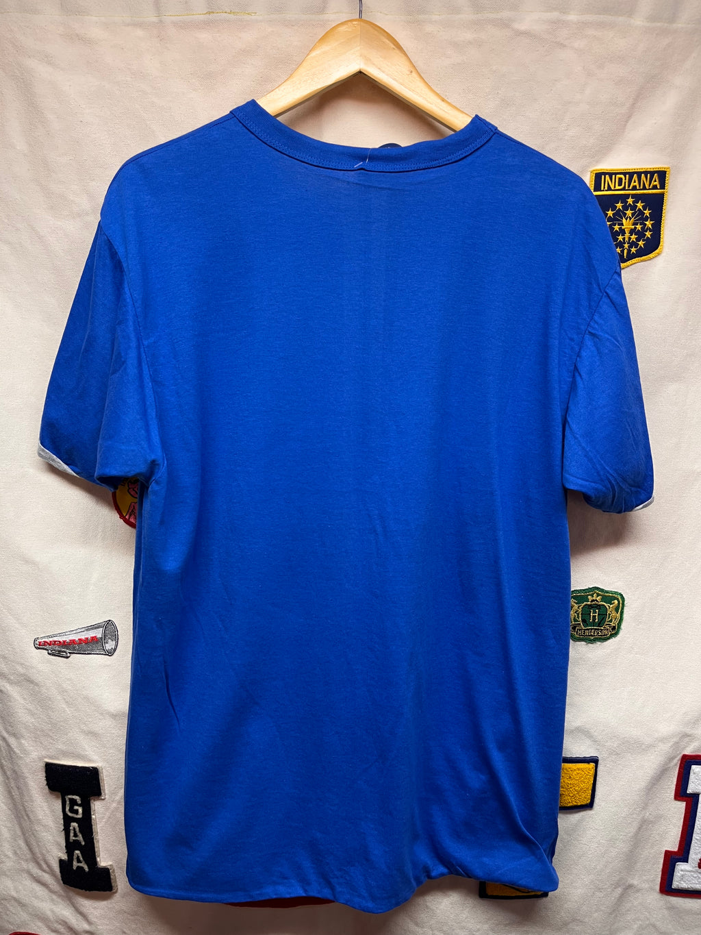 Vintage Mayo Spruce USA Reversible Grey/Blue Ringer 80's T-Shirt: XL