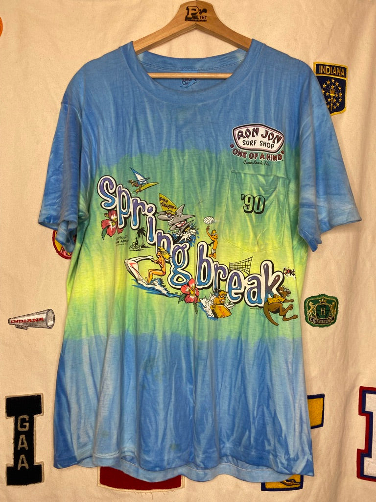 Vintage Tie Dye Ron Jon Surf Shop Spring Break 1990 T-Shirt: L
