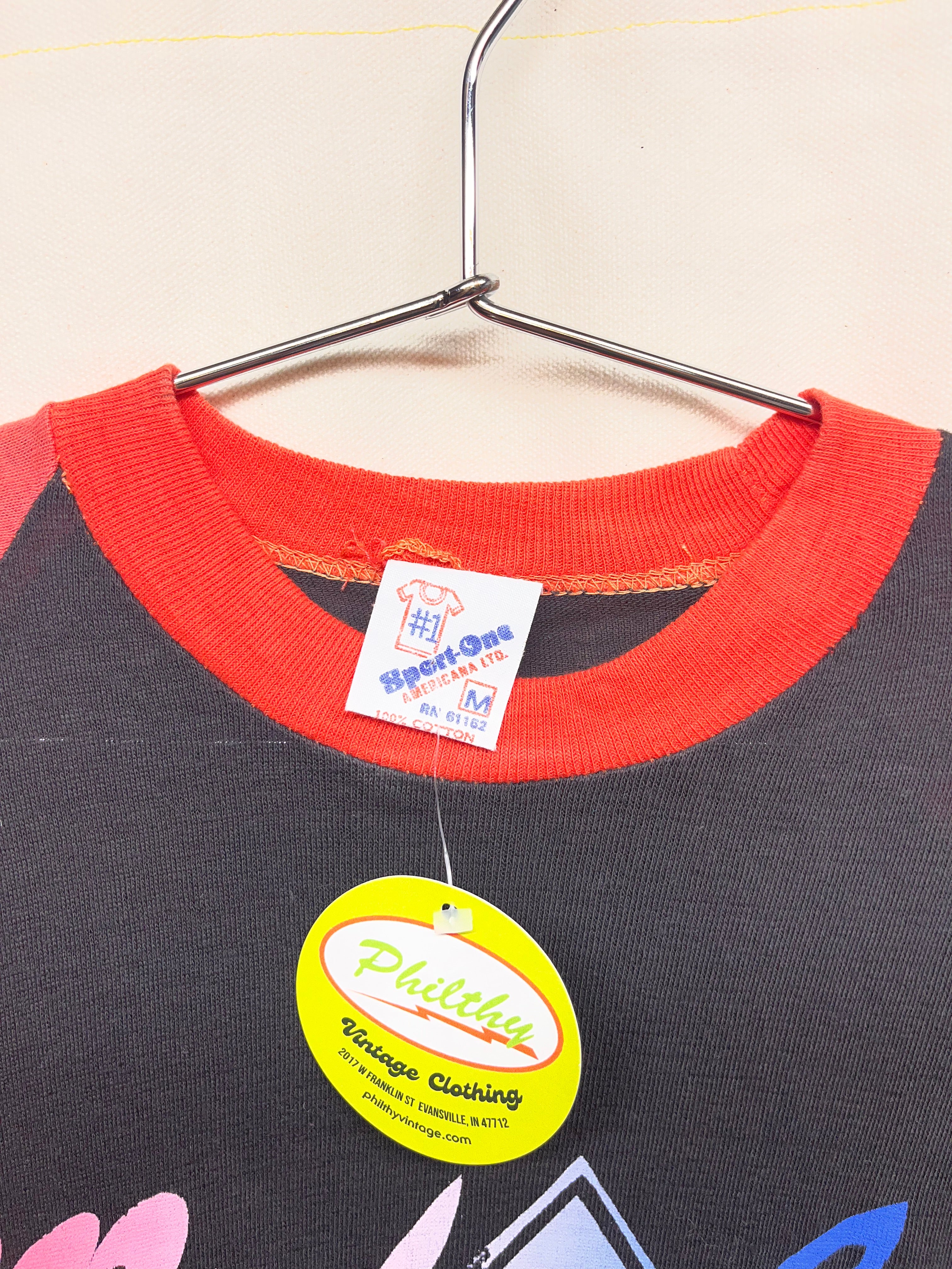 Vintage Michael Jackson 80’s Raglan Boot Black Red Concert T-Shirt: Medium