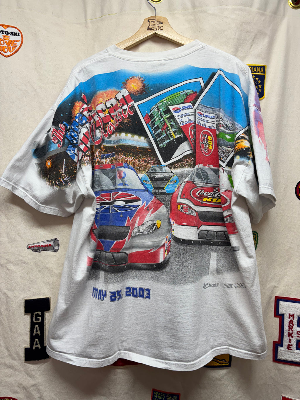 Vintage Coca-Cola 600 NASCAR All Over Print Charlotte 2003 T-Shirt: XL