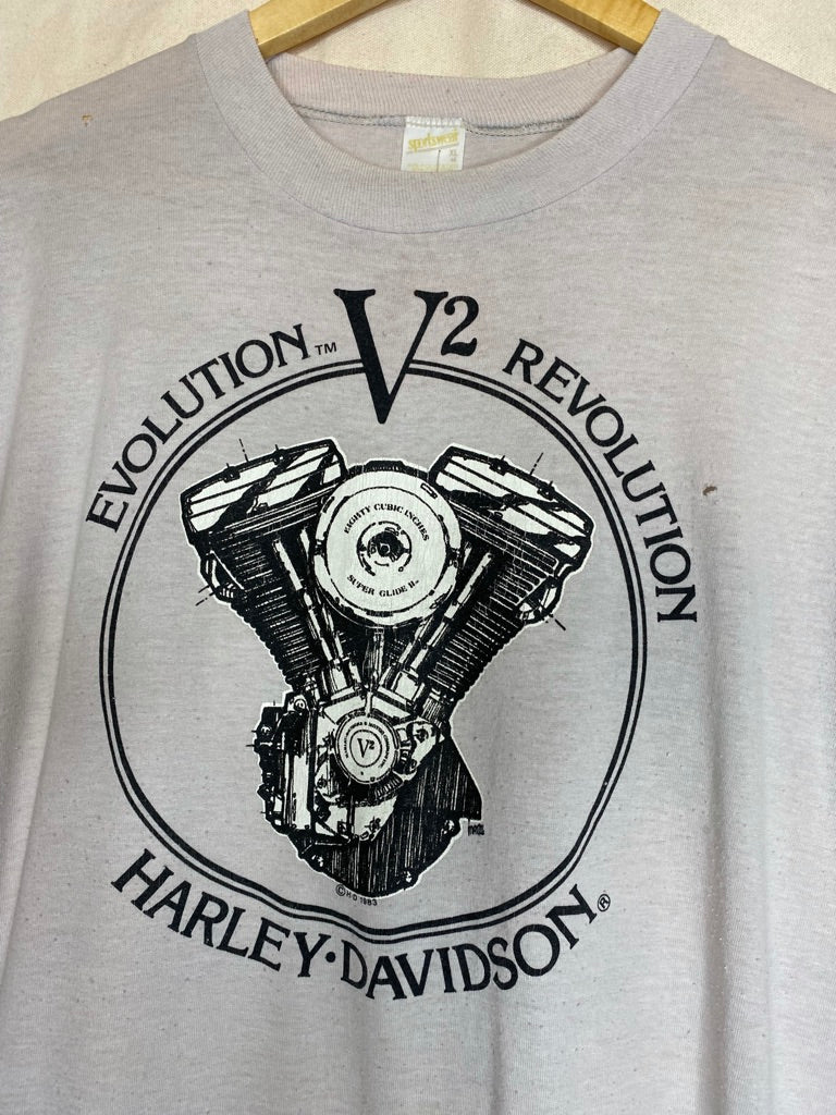 Vintage Harley Davidson V2 Engine T-Shirt: XL