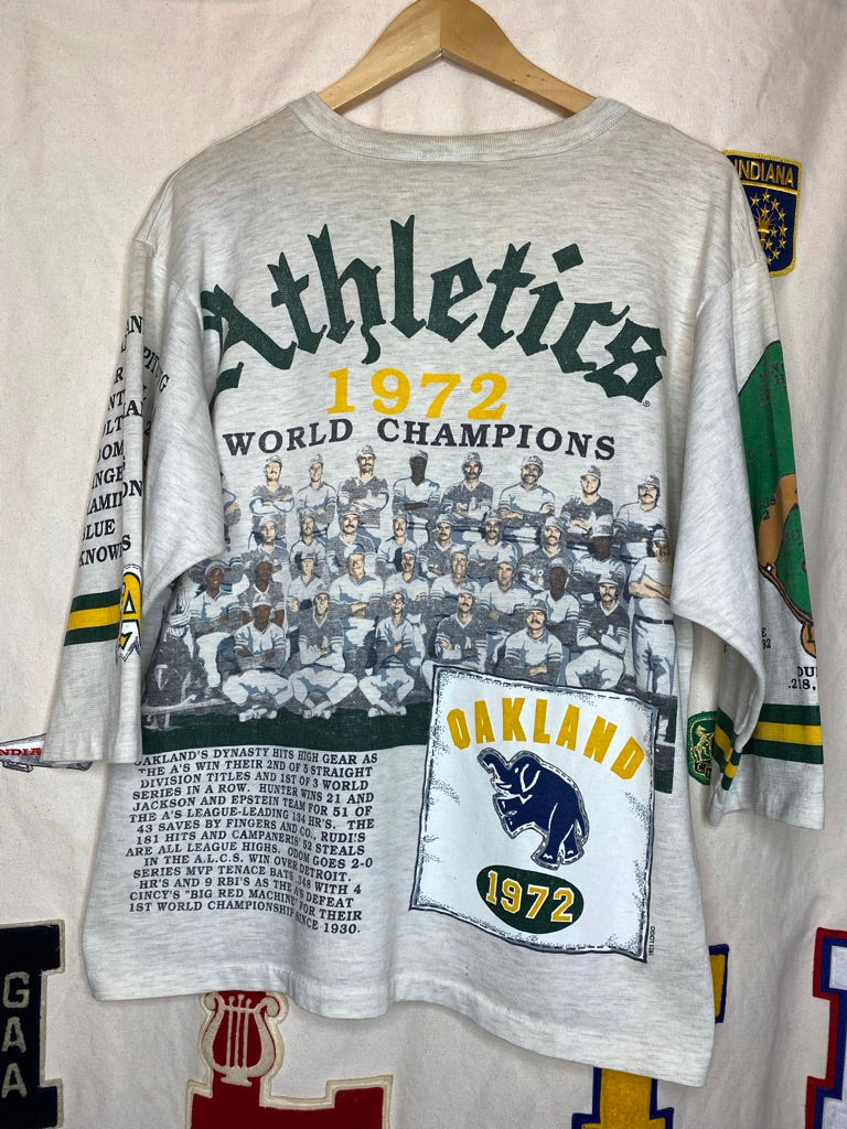 Vintage Oakland Athletics AOP 3/4 Length Sleeve T-Shirt: L