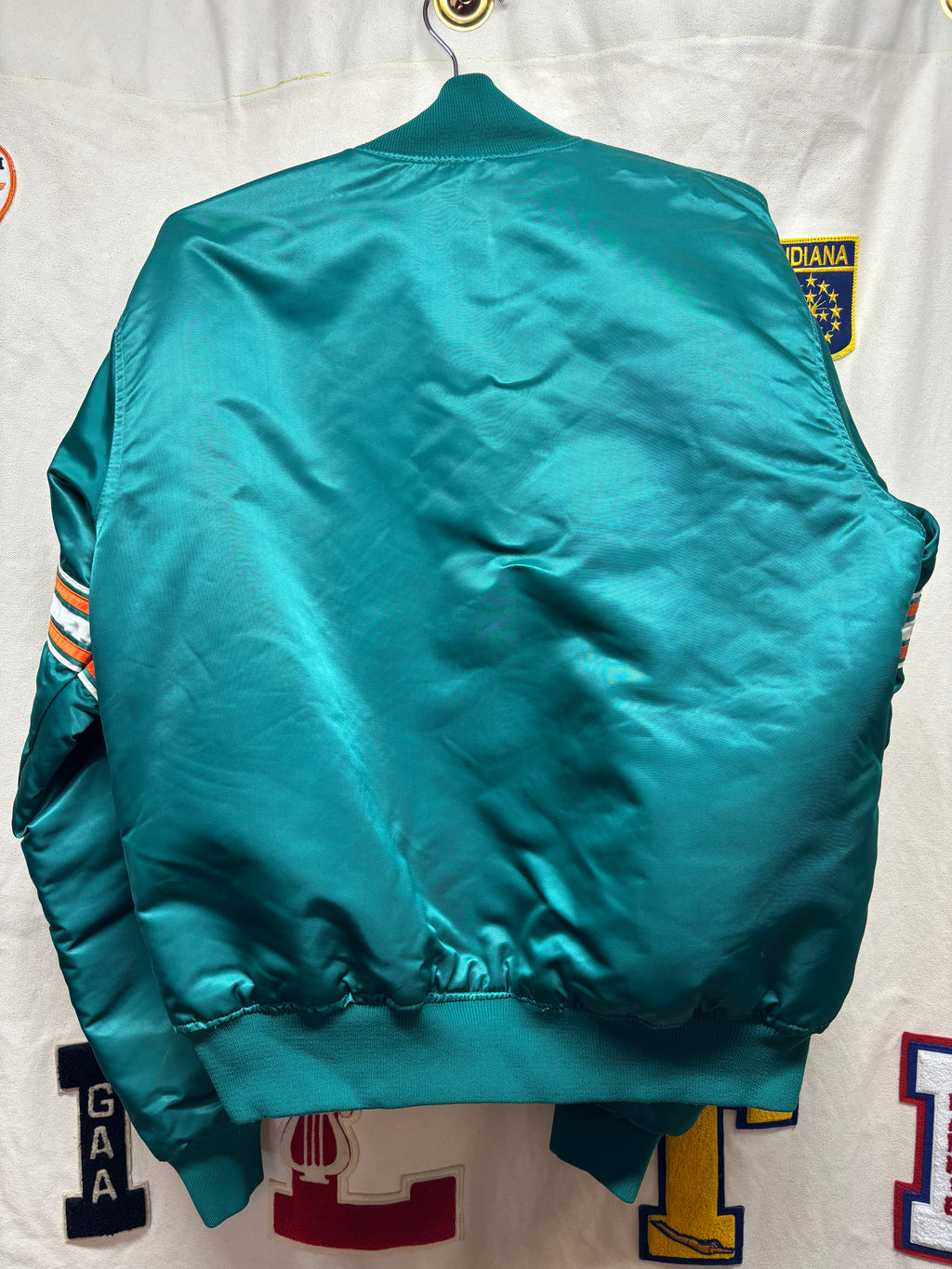 Vintage Starter Miami Dolphins 80's NFL Teal Satin Jacket: Large